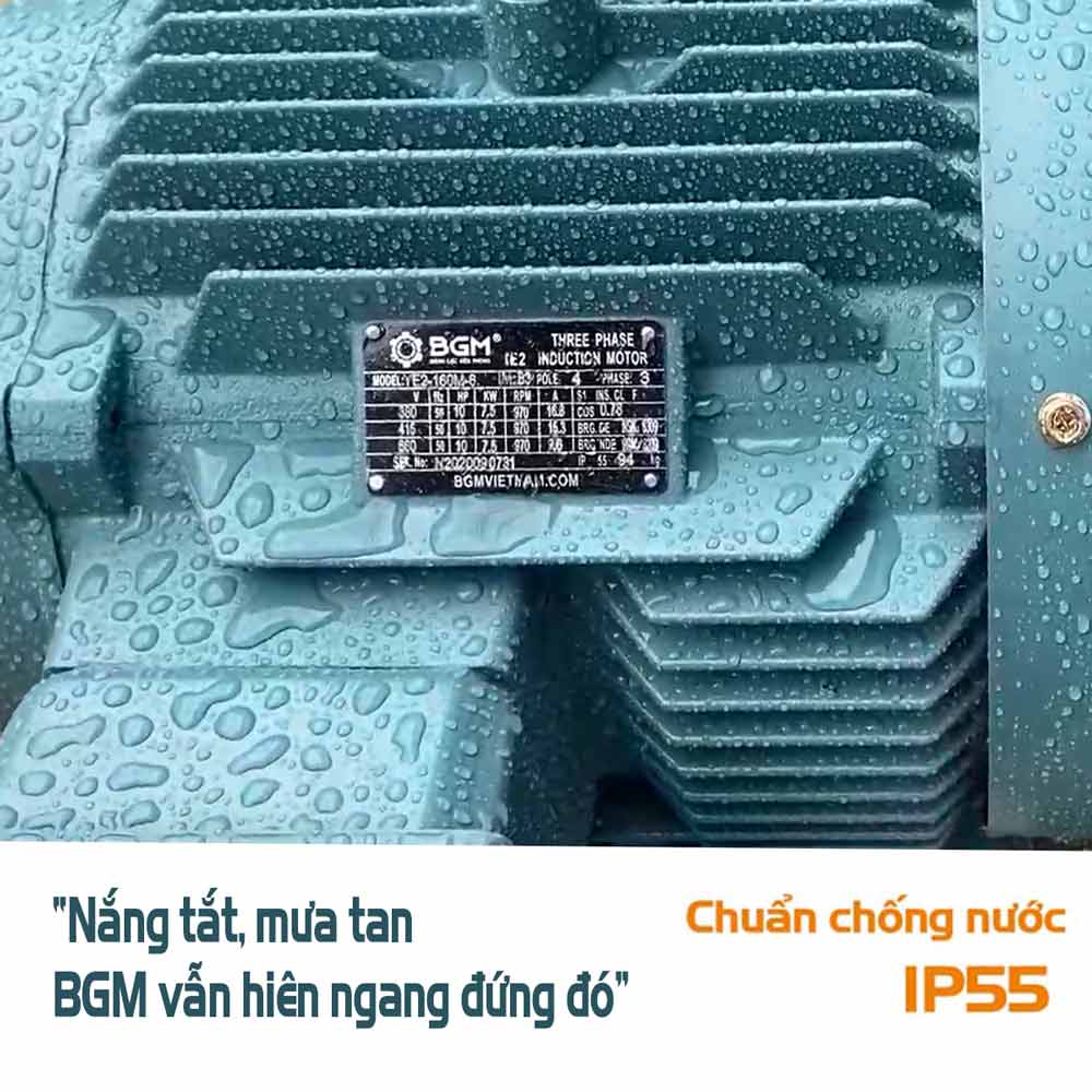 Motor điện BGM IP55 chống nước chống bụi tốt