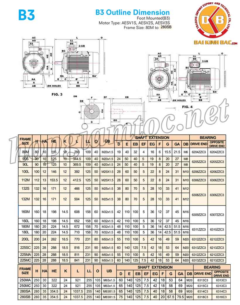 Catalog motor điện Teco chân đế 30kw